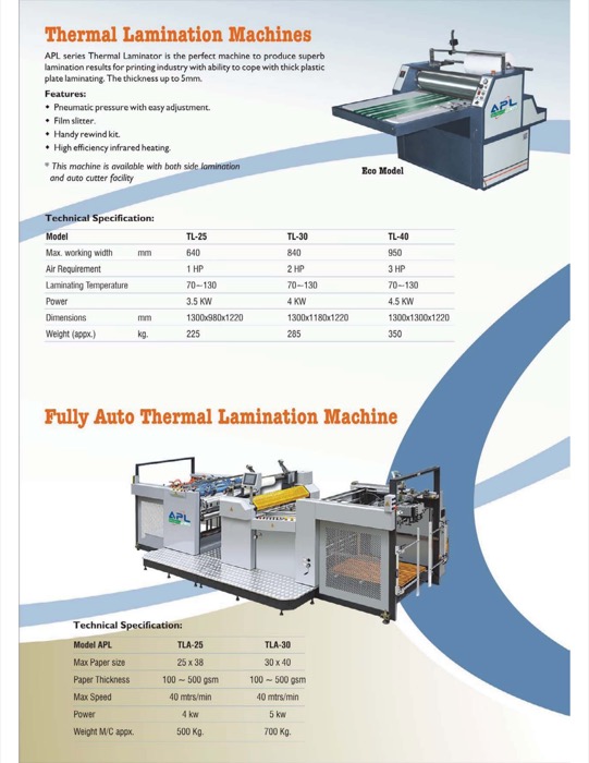 Thermal Lamination brochure cover